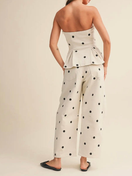 Spot The Difference Set in Ivory Polka Dot