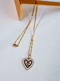 Black & White Heart Charm Necklace