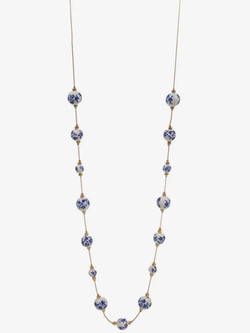 Chinoiserie Ceramic Bead Long Necklace