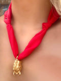 Red Scarf Razorback Necklace