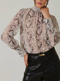 Slinking Along Blouse in Grey Snake