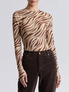 Stretch Mesh Thumbhole Top in Autumn Zebra