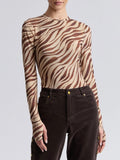 Stretch Mesh Thumbhole Top in Autumn Zebra