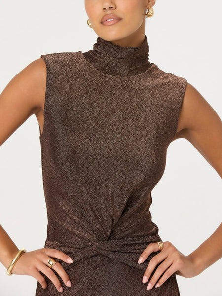 Riana Dress in Brown Metallic