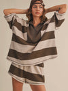 Take A Break Stripe Set in Brown Combo