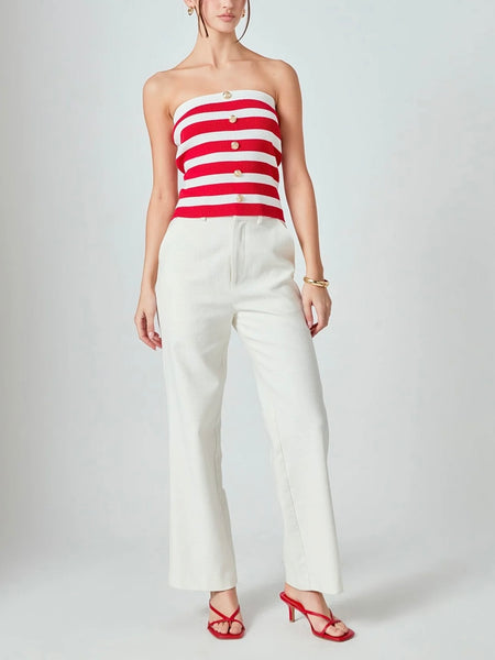 Hey Sailor Stripe Tube Top in Red