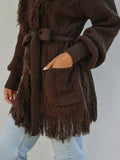 Forever In Fringe Cardi in Umber