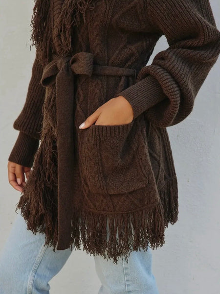 Forever In Fringe Cardi in Umber