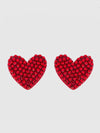 Heart Set on You Rhinestone Earrings in Red