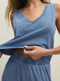 Sloane V-Neck Denim Tank in Santorini Indigo