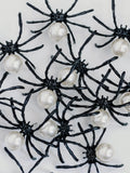 Spooky Spider Pearl Earrings in Black