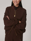 Keagan Short Blouson Jacket in Dark Cocoa Mini Check
