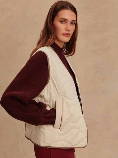 Lori Reversible Gilet in Ash Taupe & Birch