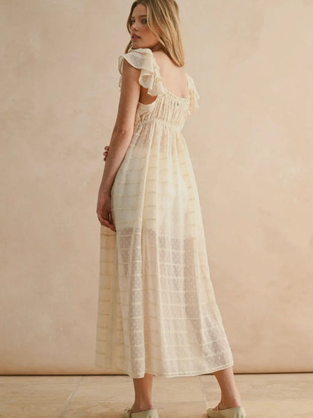 Midnight Mood Chiffon Top Dress in Cream
