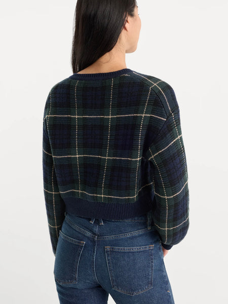 The Jacquard Cardigan in Forest Plaid