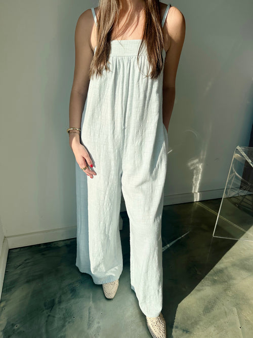 Wide Leg Jumpsuit in Powder Blue