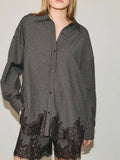 All About That Lace Button Up in Brown Plaid