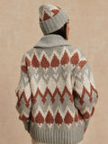 Brockley Jacquard Knit Jacket in Grey Melange