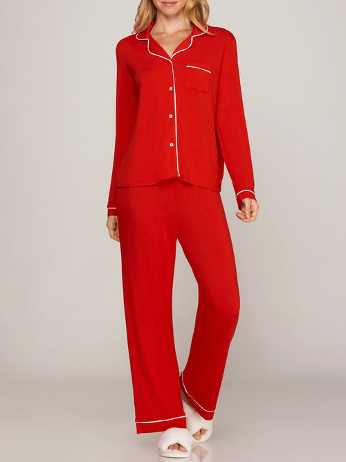 Cozy As Can Be PJ Set in Red