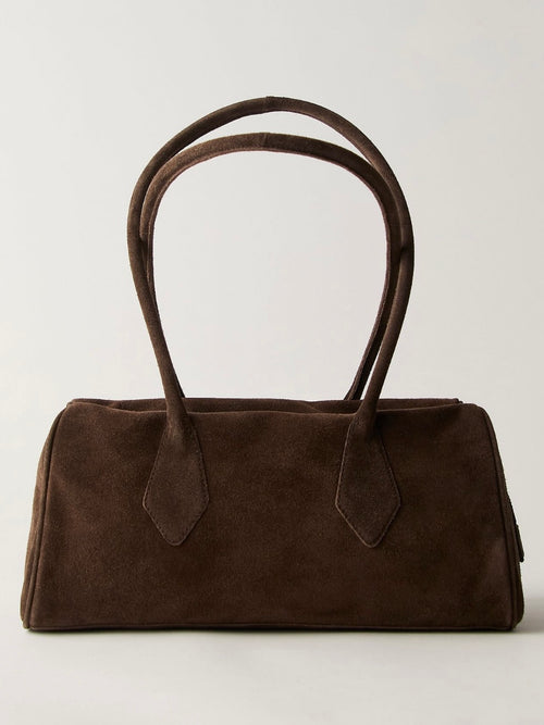 Sierra Suede Shoulder Bag in Chocolate