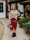 Sassy But Sweet Midi Skirt in Burgundy