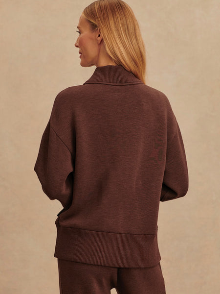 Sally Half Zip Sweat in Coffee Bean Marl