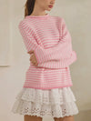 Don't Stop The Stripe Sweater in Pink