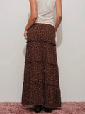 Gigi Floral Tiered Maxi Skirt in Brown