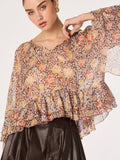 Margaery Top in Brown Floral
