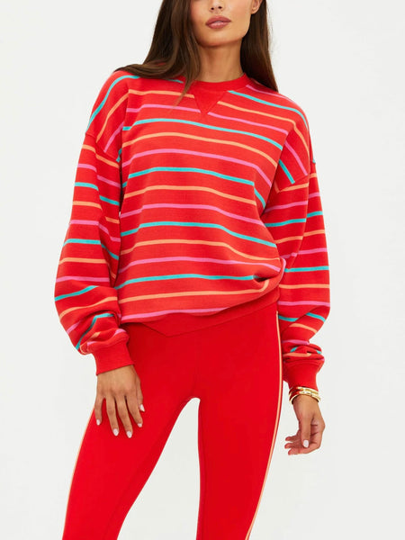 Devyn Oversized Sweatshirt in Strawberry Smoothie Stripe