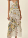 Rosalyn Maxi Dress in Yellow Blue