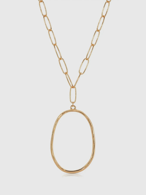 Large Oval Pendant Chain Link Necklace