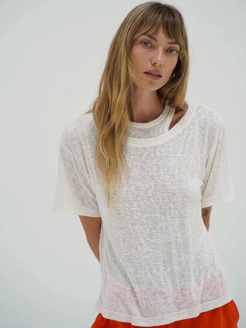 Walker Layered Tee in Whisper White