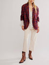 Dean Double Breasted Blazer in Plum Combo