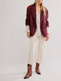 Dean Double Breasted Blazer in Plum Combo