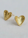 Textured Heart Studs in Gold