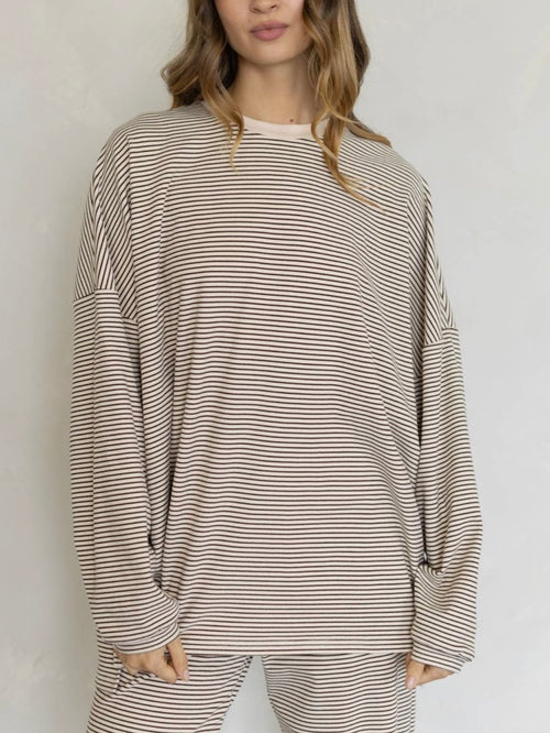 Levi Top in Almond Stripe
