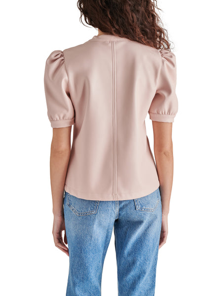Jane Faux Leather Top in Rose