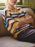 Maple Street Stripe Cardigan in Mustard