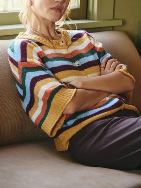 Maple Street Stripe Cardigan in Mustard