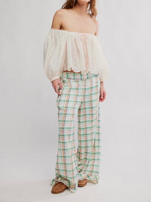 Hour Glass Wide Leg Pant in Ivory Combo
