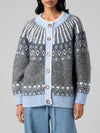 Hot Take Fairisle Sweater in Grey & Blue