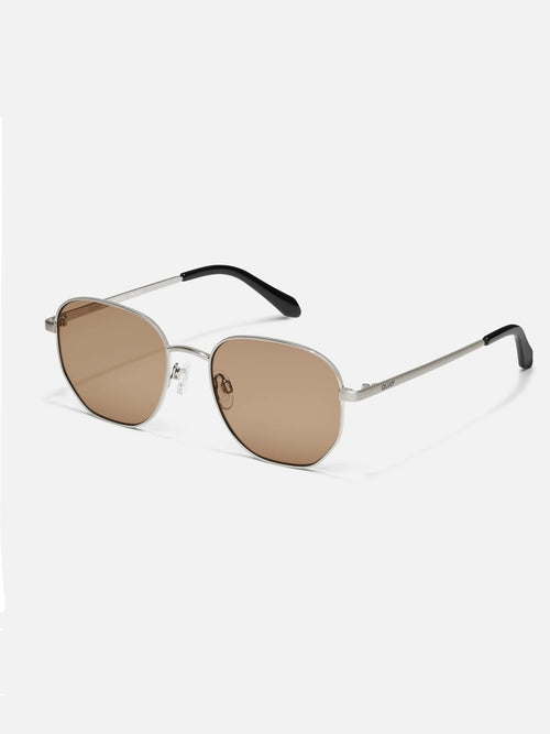 Big Time Sunnies in Brushed Silver & Tan