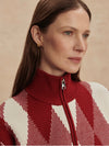 Karina Jacquard Knit Jacket in Red Dahlia
