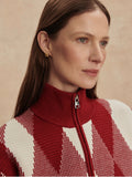 Karina Jacquard Knit Jacket in Red Dahlia