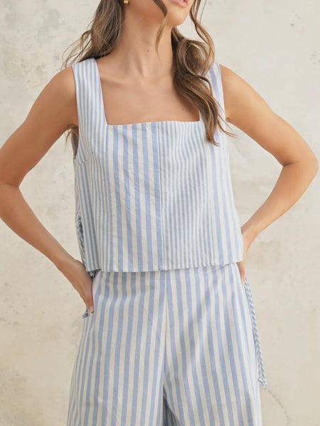 Summer Soiree Top in Blue Stripe