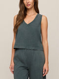 Sloane V-Neck Top in Emerald Cove