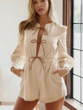 Ready To Bow Romper in Linen