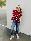 Off The Bench Sweater in Maroon & White