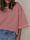 Back Story Stripe Tee in Red